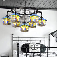 7 Lights House Chandelier Light Lodge Colorful Glass Pendant Light - Rebooters