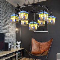 7 Lights House Chandelier Light Lodge Colorful Glass Pendant Light - Rebooters