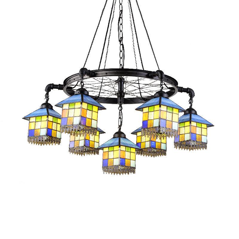 7 Lights House Chandelier Light Lodge Colorful Glass Pendant Light - Rebooters