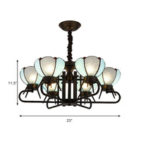 6/8 Lights Bowl Pendant Lighting Adjustable Chain Tiffany Chandelier Lamp in Blue for Foyer - Rebooters