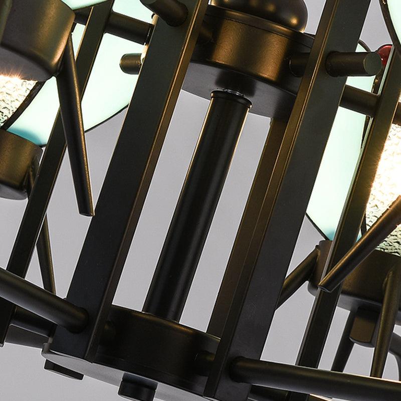6/8 Lights Bowl Pendant Lighting Adjustable Chain Tiffany Chandelier Lamp in Blue for Foyer - Rebooters