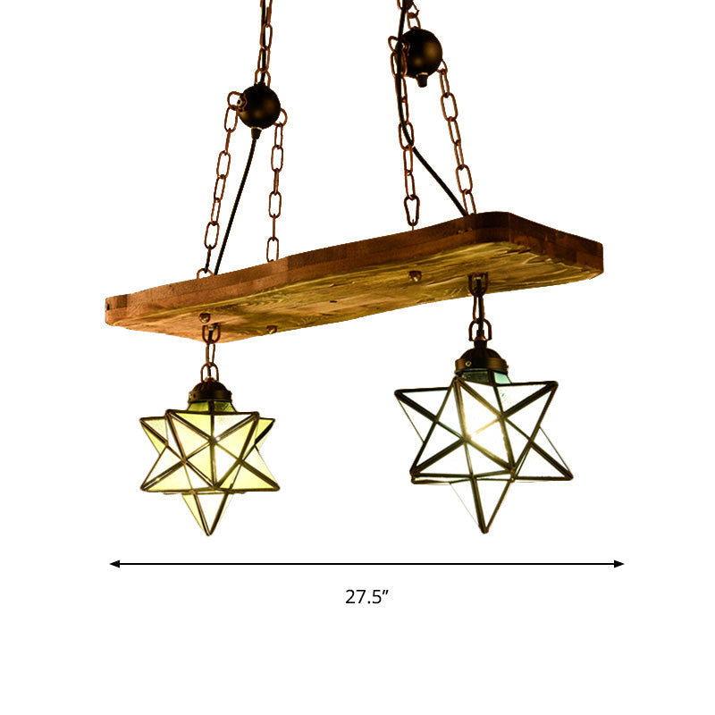 2/3 Lights Rustic Star Chandelier Lamp Colorful Glass Pendant - Rebooters