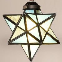 2/3 Lights Rustic Star Chandelier Lamp Colorful Glass Pendant - Rebooters