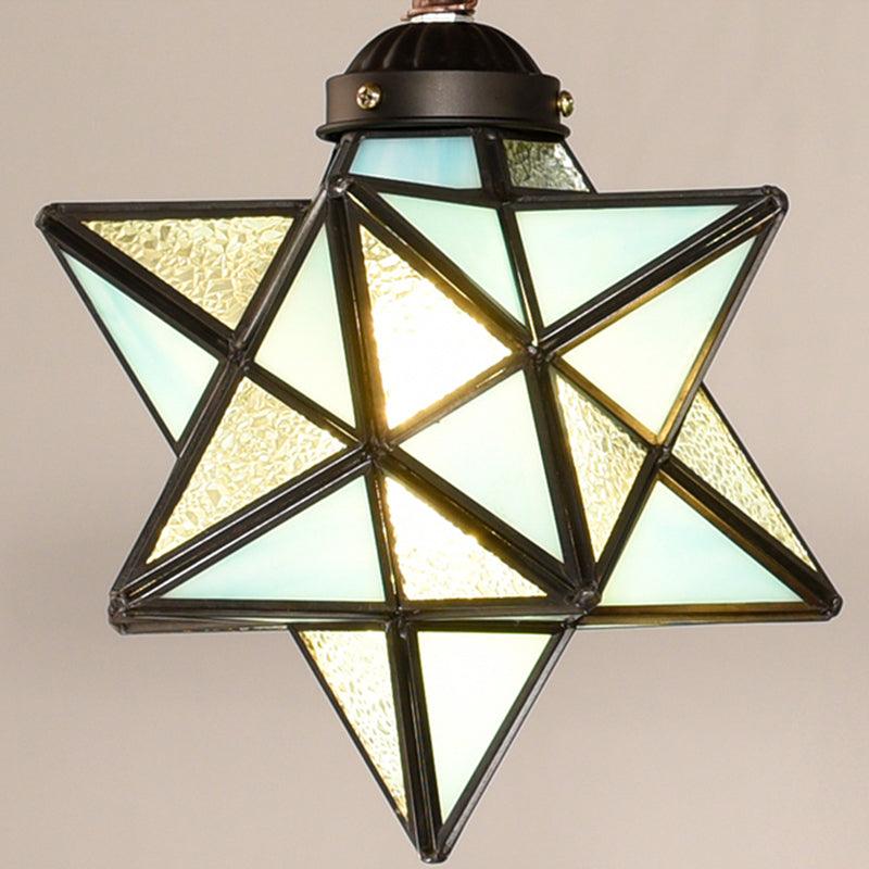 2/3 Lights Rustic Star Chandelier Lamp Colorful Glass Pendant - Rebooters