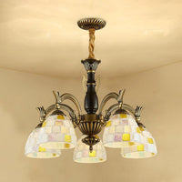 5 Lights Mosaic Hanging Light Vintage Stained Glass Fixture - Rebooters