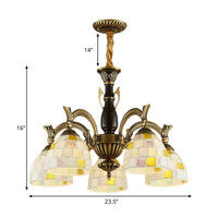 5 Lights Mosaic Hanging Light Vintage Stained Glass Fixture - Rebooters