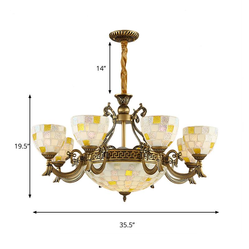 6/8 Lights Domed Chandelier with Mosaic Design White Glass - Rebooters