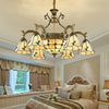 Country Style Dome Pendant Light with Cone Stained Glass Chandelier Lamp in Beige - Rebooters
