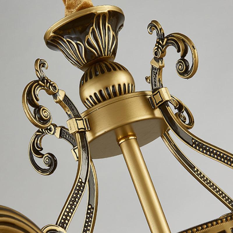 Country Style Dome Pendant Light with Cone Stained Glass Chandelier Lamp in Beige - Rebooters