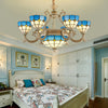 Mediterranean Domed Chandelier Lighting 6/8 Lights Blue Lamp - Rebooters