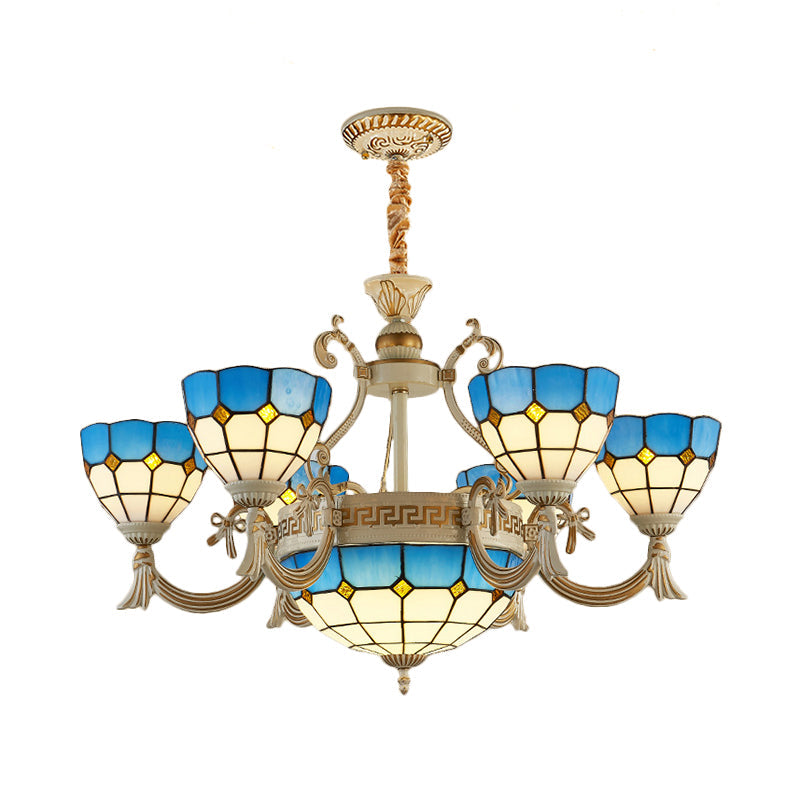 Mediterranean Domed Chandelier Lighting 6/8 Lights Blue Lamp - Rebooters