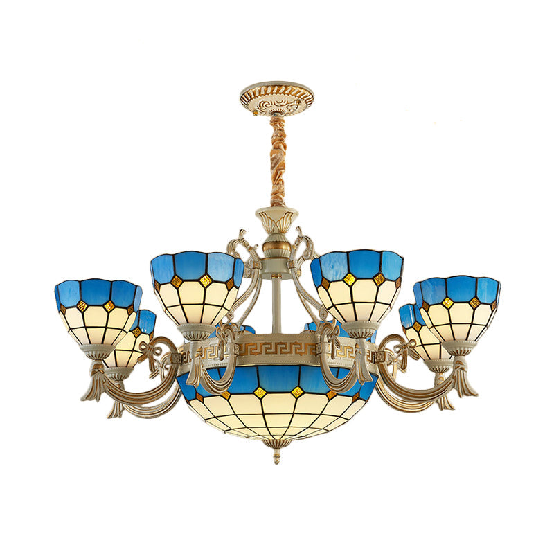 Mediterranean Domed Chandelier Lighting 6/8 Lights Blue Lamp - Rebooters