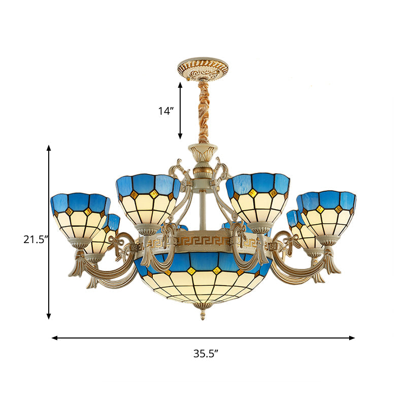 Mediterranean Domed Chandelier Lighting 6/8 Lights Blue Lamp - Rebooters