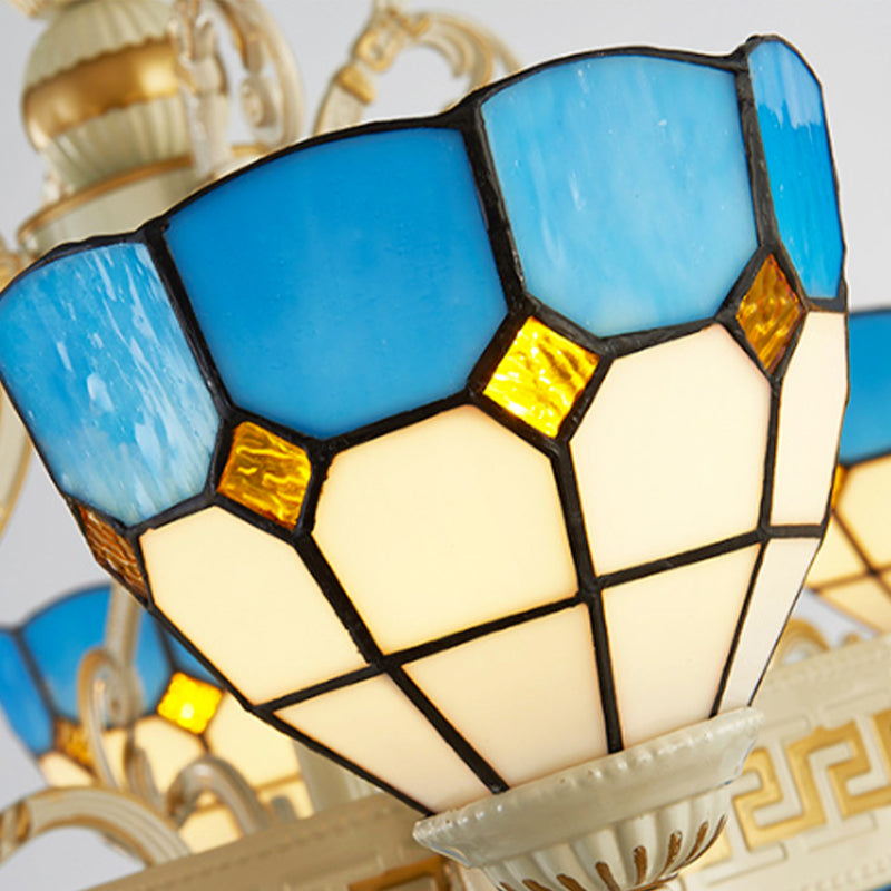 Mediterranean Domed Chandelier Lighting 6/8 Lights Blue Lamp - Rebooters
