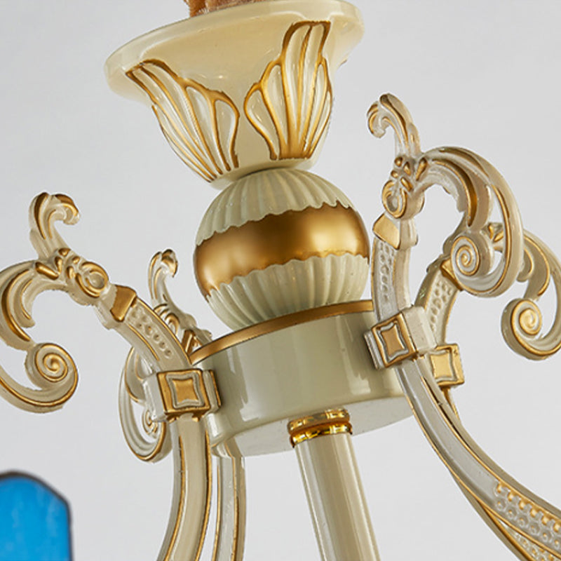 Mediterranean Domed Chandelier Lighting 6/8 Lights Blue Lamp - Rebooters