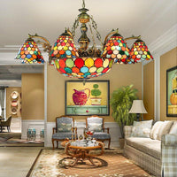 Antique Bronze Flared Hanging Light Tiffany 11 Lights Chandelier - Rebooters