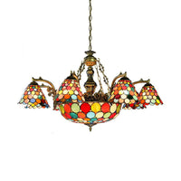 Antique Bronze Flared Hanging Light Tiffany 11 Lights Chandelier - Rebooters