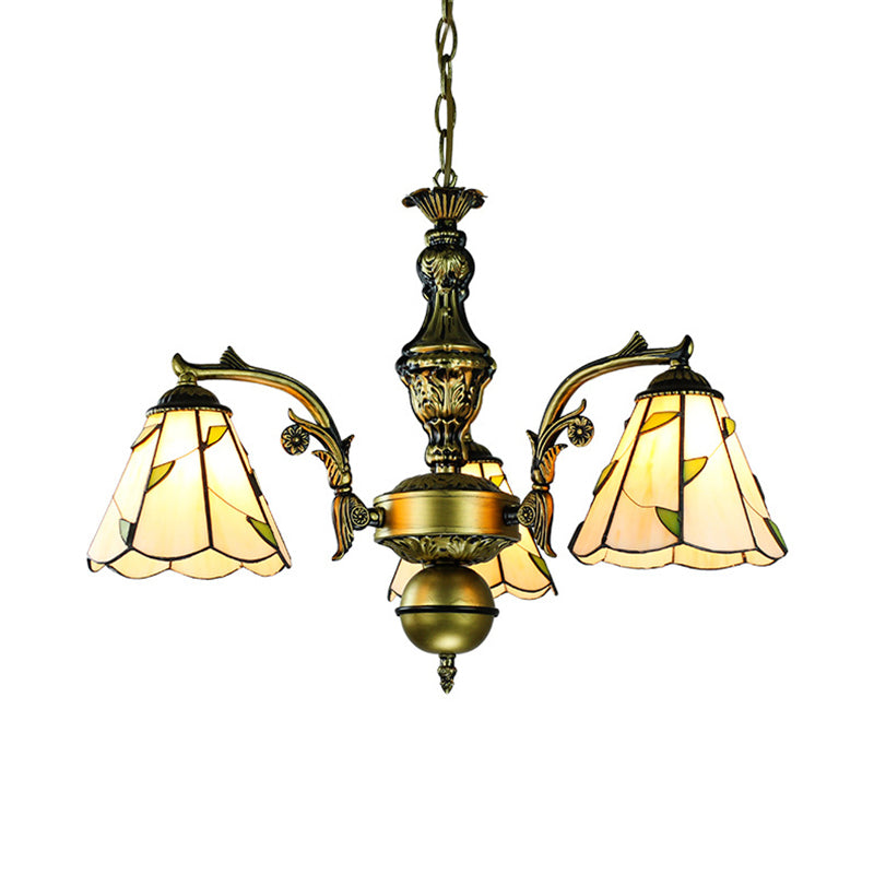 Vintage Rustic Cone Suspended Light with Leaf Pattern Chandelier - Rebooters