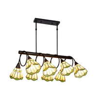 Beige Conical Island Lighting Fixture Tiffany Stylish 8 Lights - Rebooters