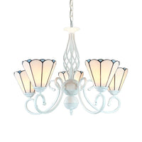 5 Lights Cone Chandelier Adjustable Chain White Glass Pendant - Rebooters