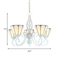 5 Lights Cone Chandelier Adjustable Chain White Glass Pendant - Rebooters