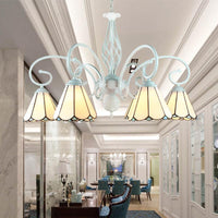 6/8 Lights Traditional Cone Pendant Lighting Adjustable Chandelier in White - Rebooters