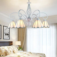 6/8 Lights Traditional Cone Pendant Lighting Adjustable Chandelier in White - Rebooters