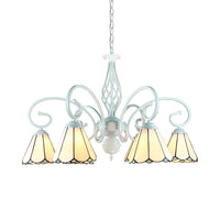 6/8 Lights Traditional Cone Pendant Lighting Adjustable Chandelier in White - Rebooters