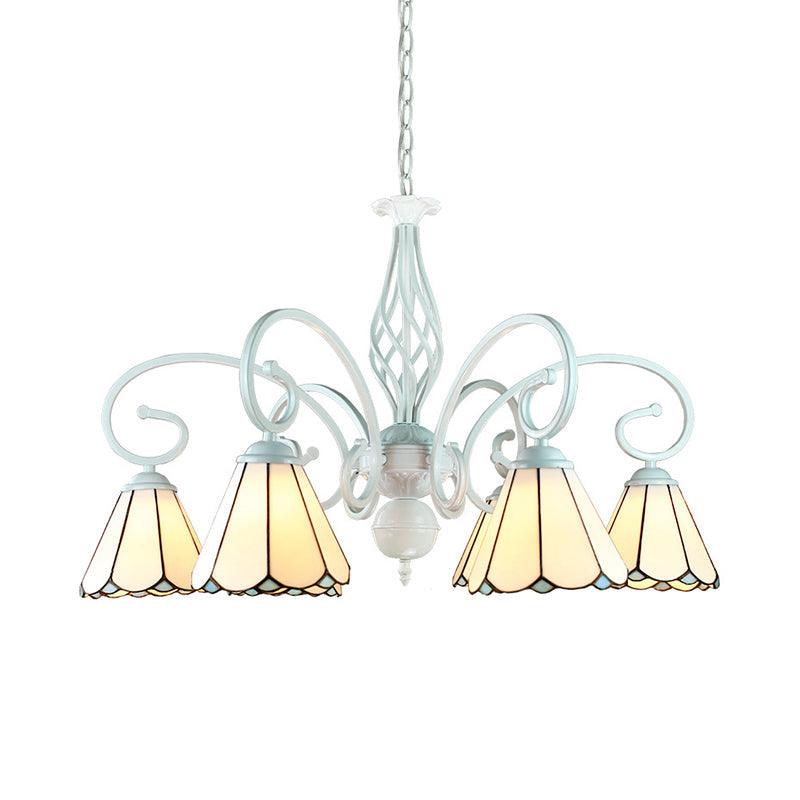 6/8 Lights Traditional Cone Pendant Lighting Adjustable Chandelier in White - Rebooters