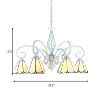 6/8 Lights Traditional Cone Pendant Lighting Adjustable Chandelier in White - Rebooters