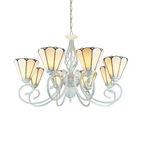 6/8 Lights Traditional Cone Pendant Lighting Adjustable Chandelier in White - Rebooters