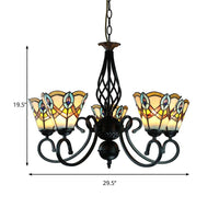 5 Lights Peacock Ceiling Pendant Stained Glass Chandelier - Rebooters