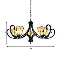 5/6/8 Heads Tiffany Cone Chandelier Lamp Beige Indoor Light - Rebooters