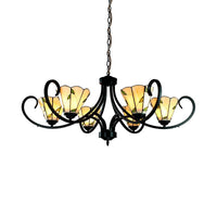 5/6/8 Heads Tiffany Cone Chandelier Lamp Beige Indoor Light - Rebooters