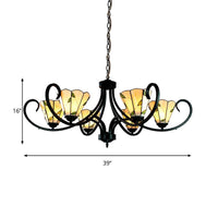 5/6/8 Heads Tiffany Cone Chandelier Lamp Beige Indoor Light - Rebooters