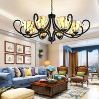 5/6/8 Heads Tiffany Cone Chandelier Lamp Beige Indoor Light - Rebooters