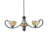 Beige Bowl Suspended Light with Colorful Bead Tiffany Chandelier - Rebooters