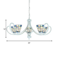 5/6/8 Lights Cone Ceiling Chandelier Stained Glass Pendant - Rebooters