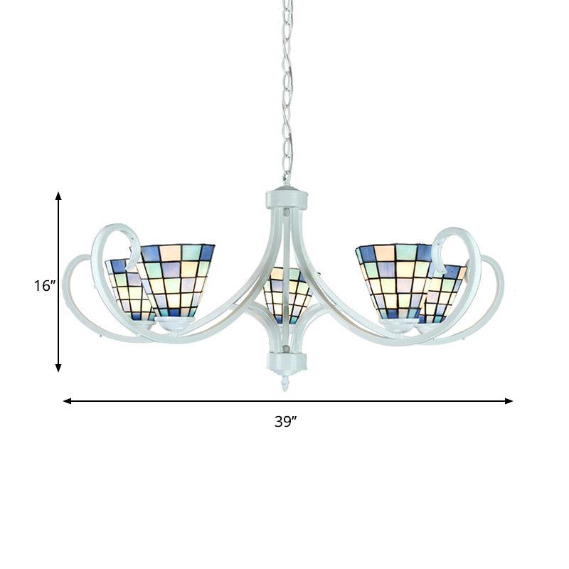 5/6/8 Lights Cone Ceiling Chandelier Stained Glass Pendant - Rebooters