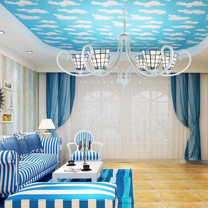 5/6/8 Lights Cone Ceiling Chandelier Stained Glass Pendant - Rebooters