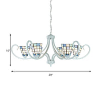 5/6/8 Lights Cone Ceiling Chandelier Stained Glass Pendant - Rebooters