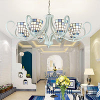 5/6/8 Lights Cone Ceiling Chandelier Stained Glass Pendant - Rebooters