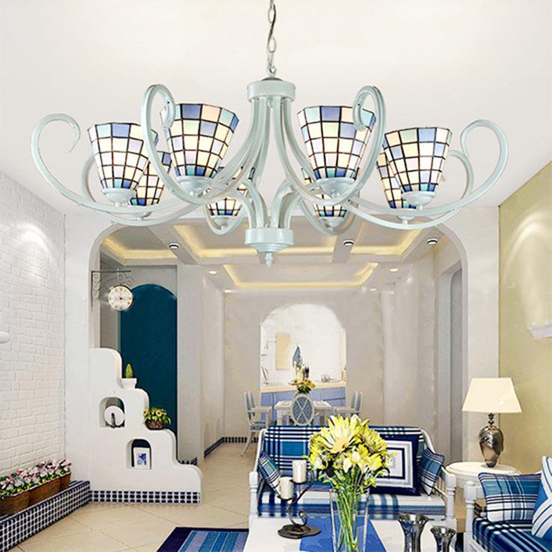 5/6/8 Lights Cone Ceiling Chandelier Stained Glass Pendant - Rebooters