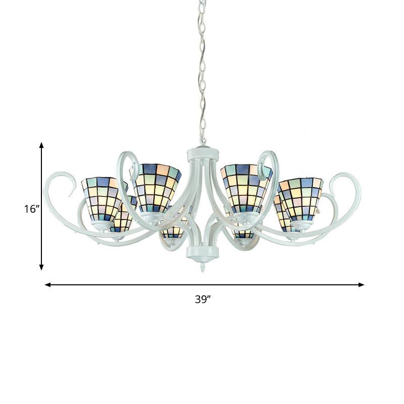 5/6/8 Lights Cone Ceiling Chandelier Stained Glass Pendant - Rebooters