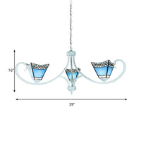 3 Lights Pyramid Hanging Light Blue Glass Nautical Light - Rebooters