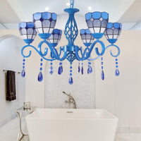 6/8 Lights Blue Pendant Lighting Nautical Tiffany Chandelier - Rebooters