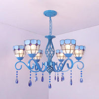 6/8 Lights Blue Pendant Lighting Nautical Tiffany Chandelier - Rebooters
