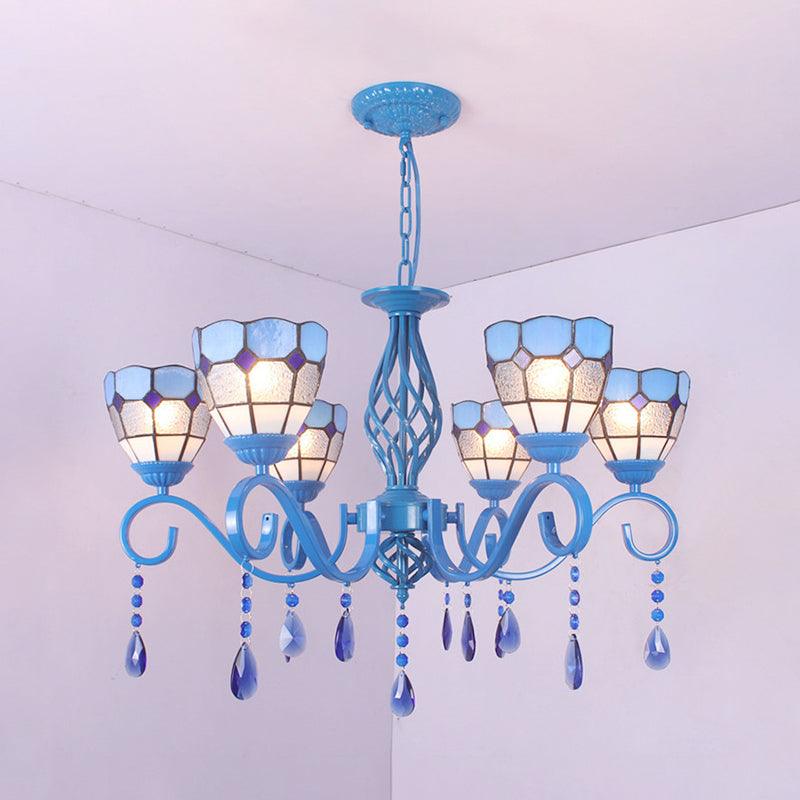 6/8 Lights Blue Pendant Lighting Nautical Tiffany Chandelier - Rebooters