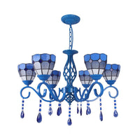 6/8 Lights Blue Pendant Lighting Nautical Tiffany Chandelier - Rebooters