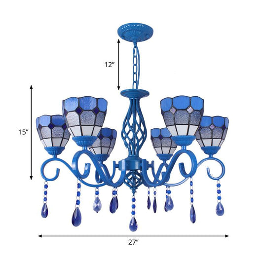 6/8 Lights Blue Pendant Lighting Nautical Tiffany Chandelier - Rebooters